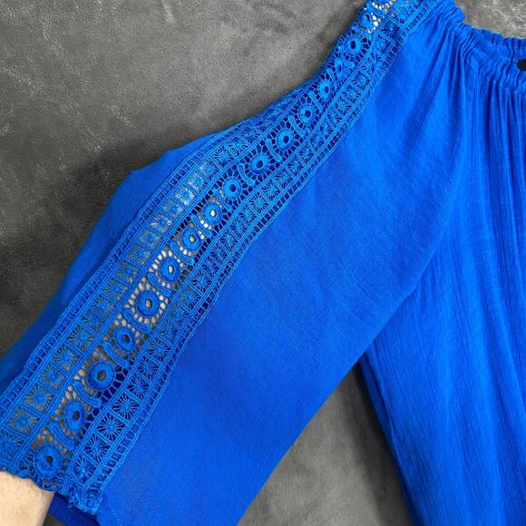 Zac & Rachel Womens Off The Shoulder Top Size 2X Crocheted Trim Career Boho - Picture 2 of 10